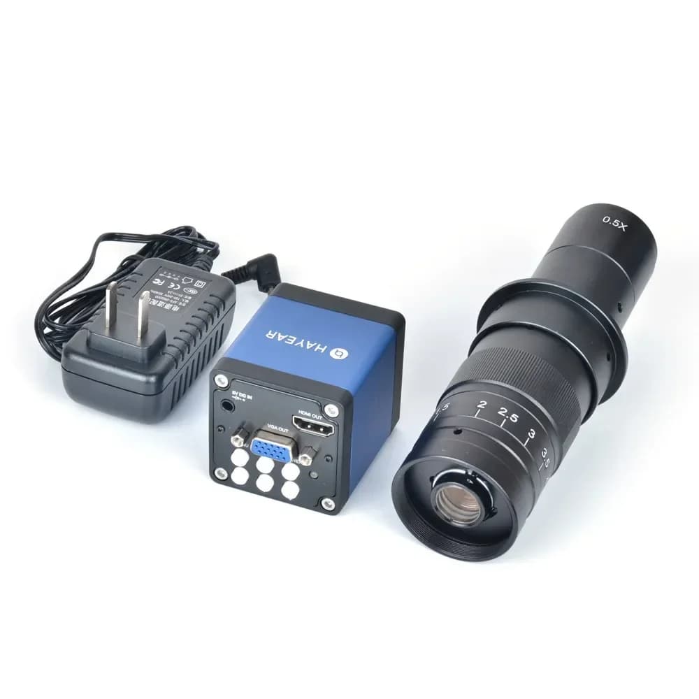 Telecamera per Microscopio Digitale Industriale 2.0MP 1/2.5\" CMOS 1080P Compatibile HDMI VGA con Zoom 180X e Lente C-MOUNT per Riparazione PCB e Saldatura