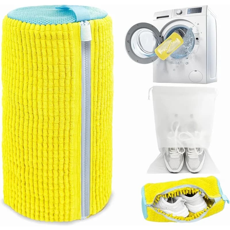 Shoe Washing Machine Bag,Laundry Shoe Bag for Washer ,Reusable Shoe Cleaning Bag for Sneakers,Tennis Shoes, Microfiber Inside