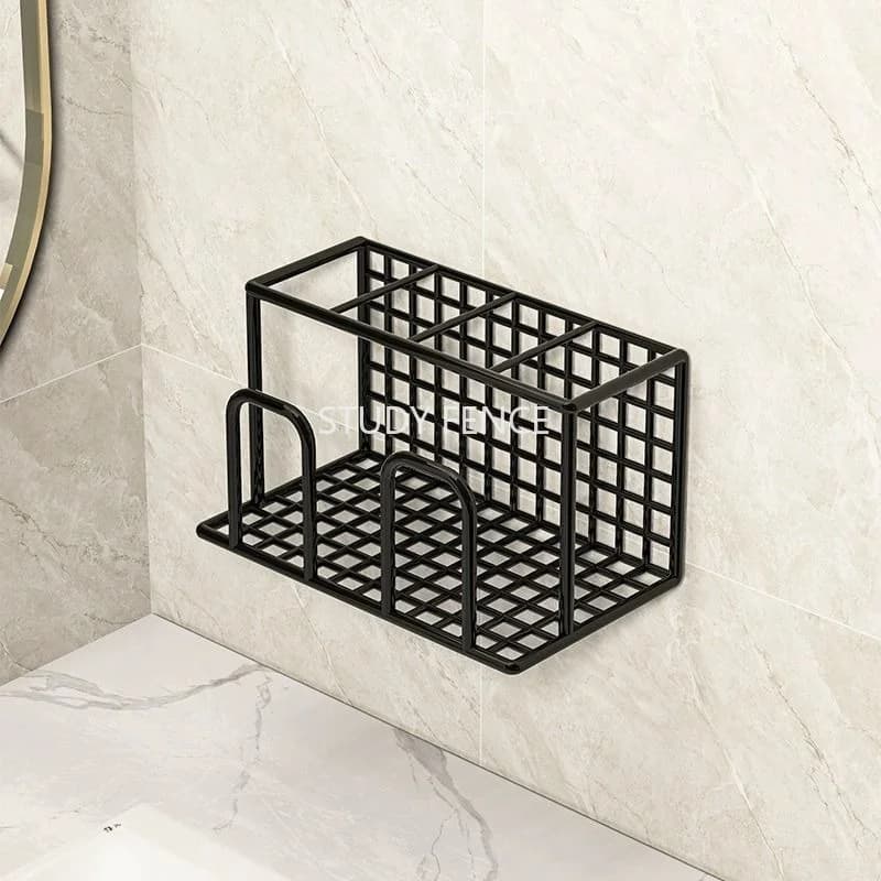 Wall Mounted Iron Toothbrush Holder Bathroom Toothpaste Storage Rack Toothpaste Electric Toothbrush Holder Bathroom Accessories