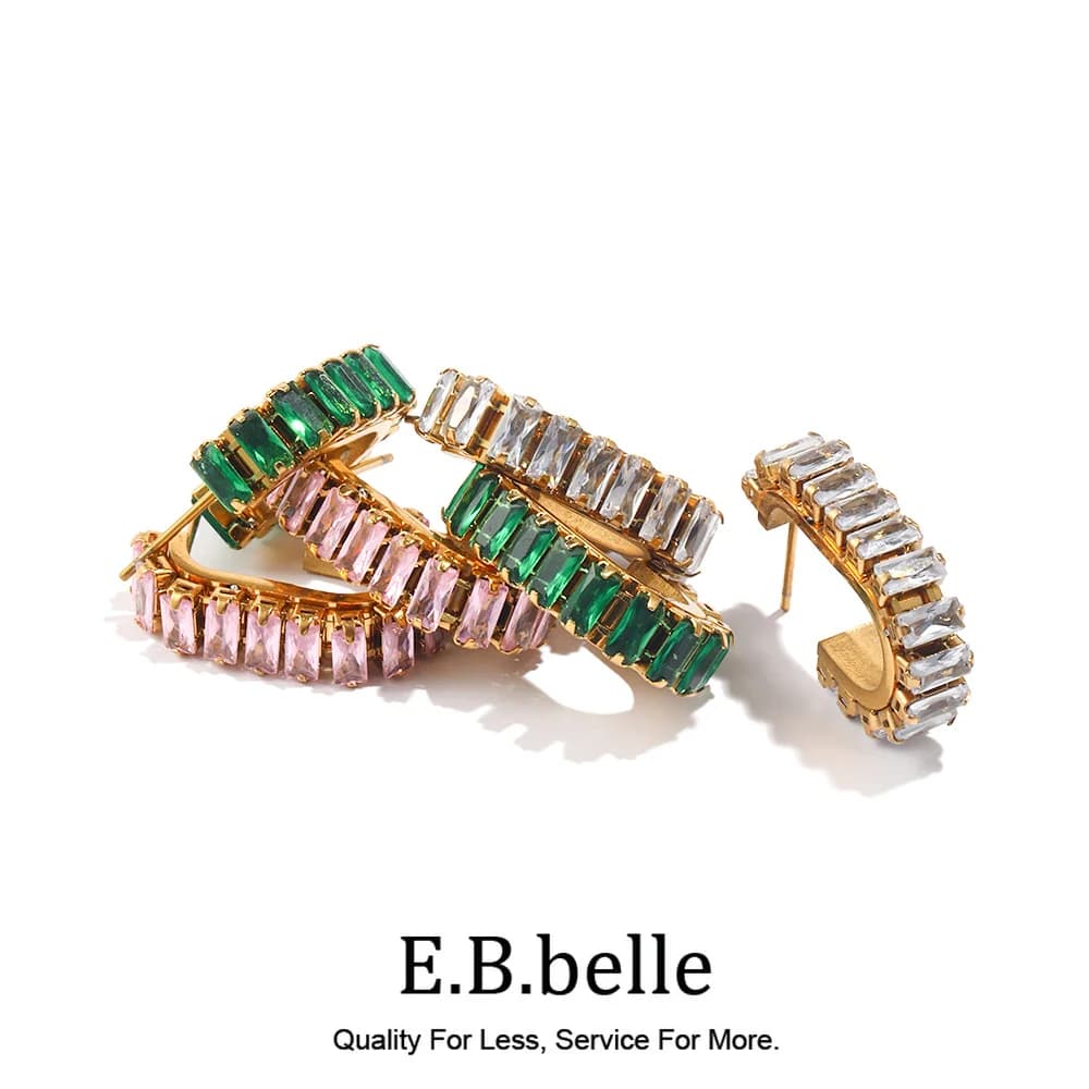 E.B.belle nuovi orecchini a cerchio ovali in cristallo Blingbling per orecchini da donna di lusso per feste di matrimonio per gioielli quotidiani da donna