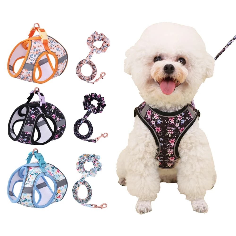 Cute Traction Bracelet Medium Cat Collar Suit Soft Puppy Vest Harness Small Dog Harness Leash Set Adjustable Pet Accessories