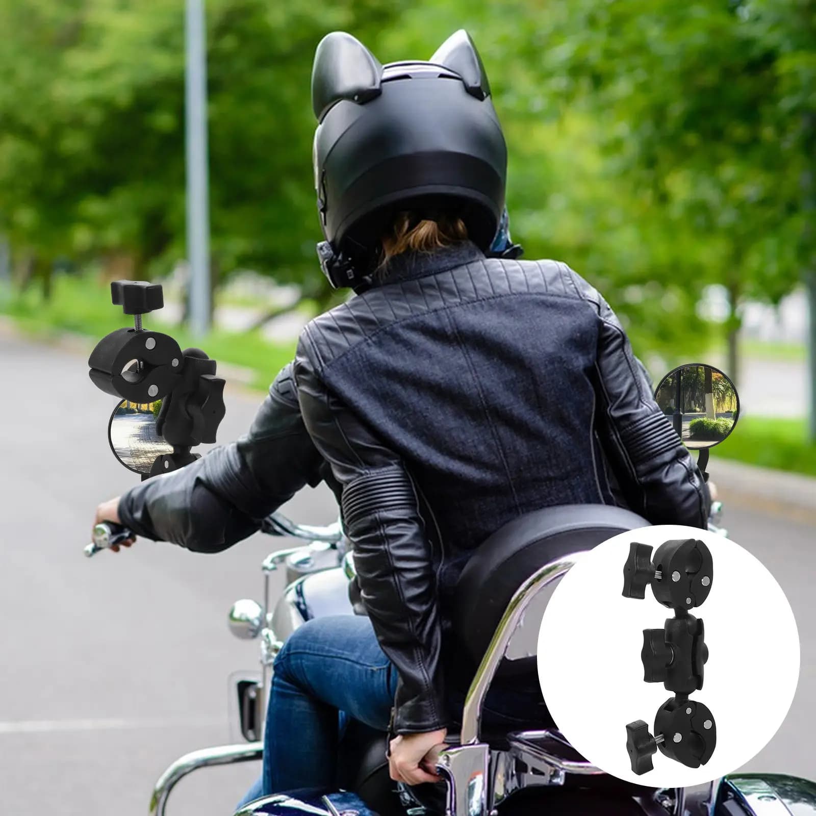 Supporto per Telecamera da Moto con Morsetto Doppio e Testa a Sfera da 25mm, Stabile e Sicuro per la Guida all'Aperto