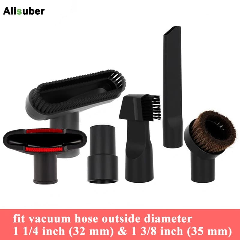 6 PCS Accessori per aspirapolvere Ugello spazzola 1 1/4 pollici 1 3/8 pollici Testa spazzola di aspirazione Accessorio per fessure per la pulizia della casa