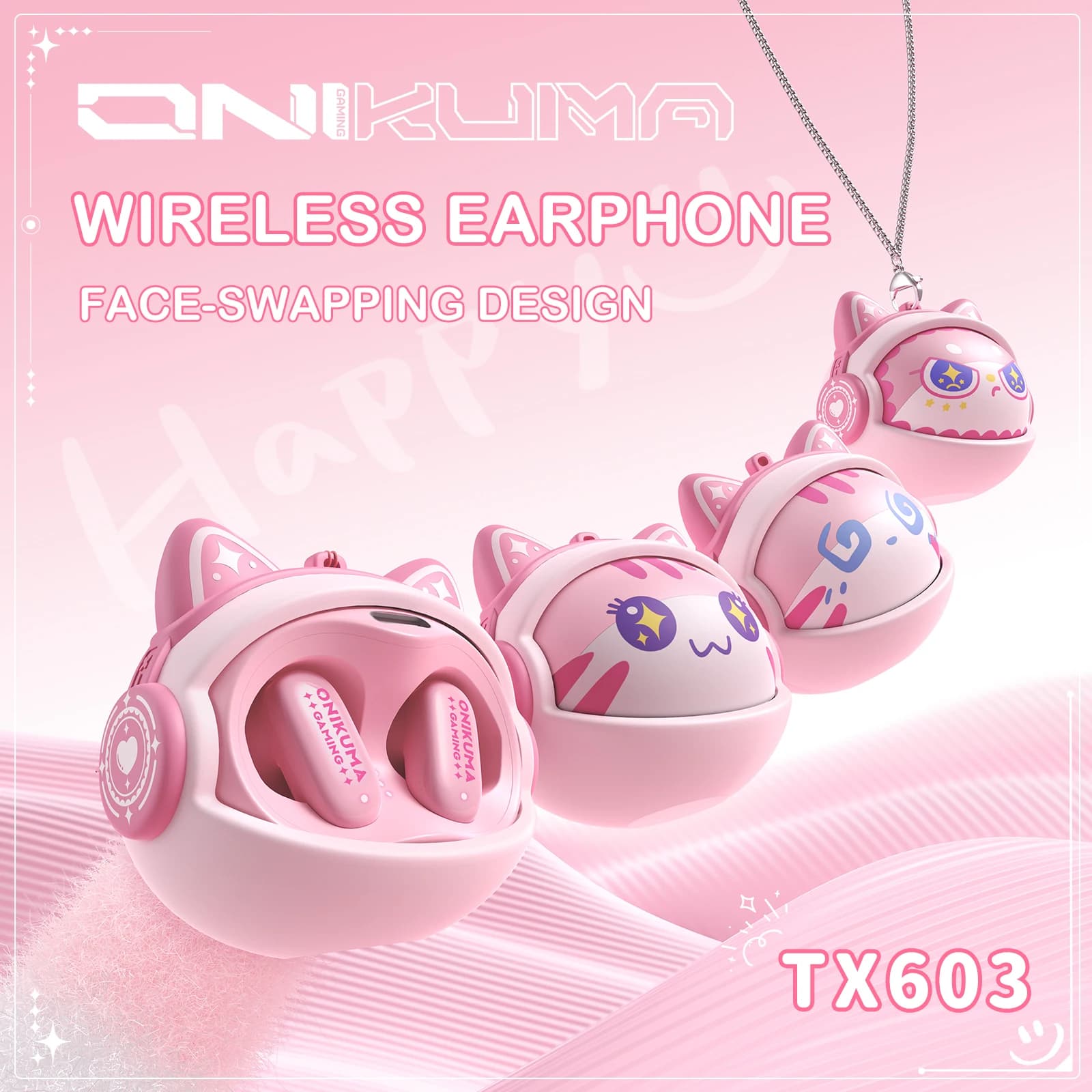 ONIKUMA TX603 Bluetooth Headphones True Wireless Headphones Wireless Headphones with Noise Cancellation Pendant cute rolling style
