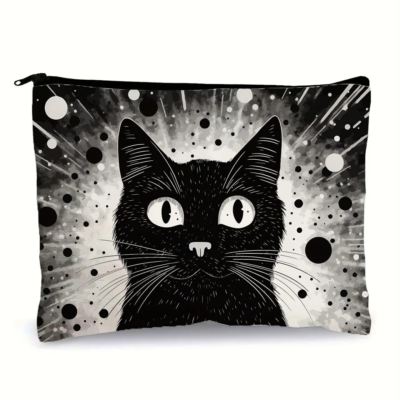 A Black Cat Makeup Bag: a pretty multifunctional zipper bag for women, a bag to store jewelry, a small bag with perfect travel zipper