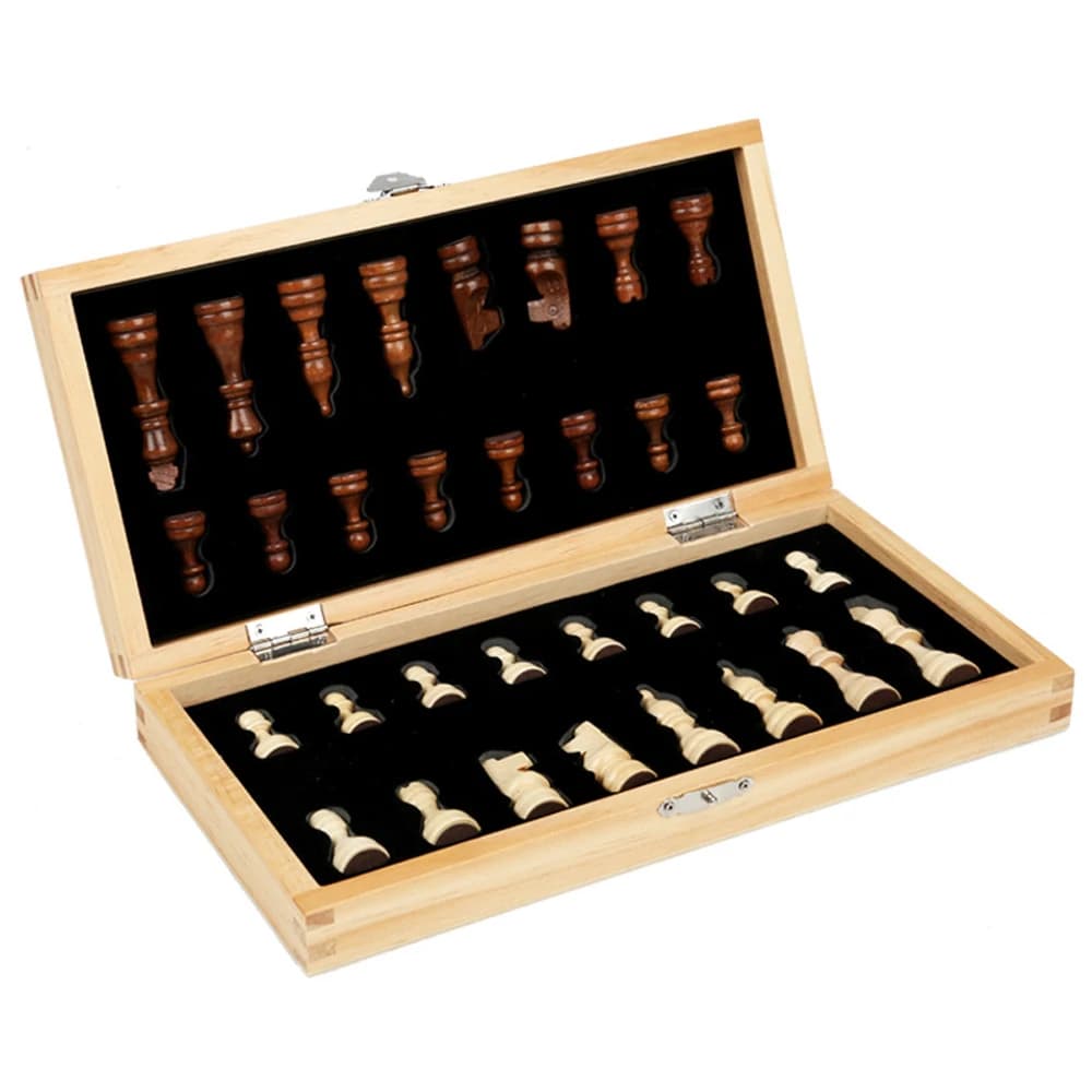 Set di scacchi magnetici in legno Gioco di scacchi internazionale pieghevole 11,4x11,4 pollici con pezzi degli scacchi realizzati e slot per riporre oggetti