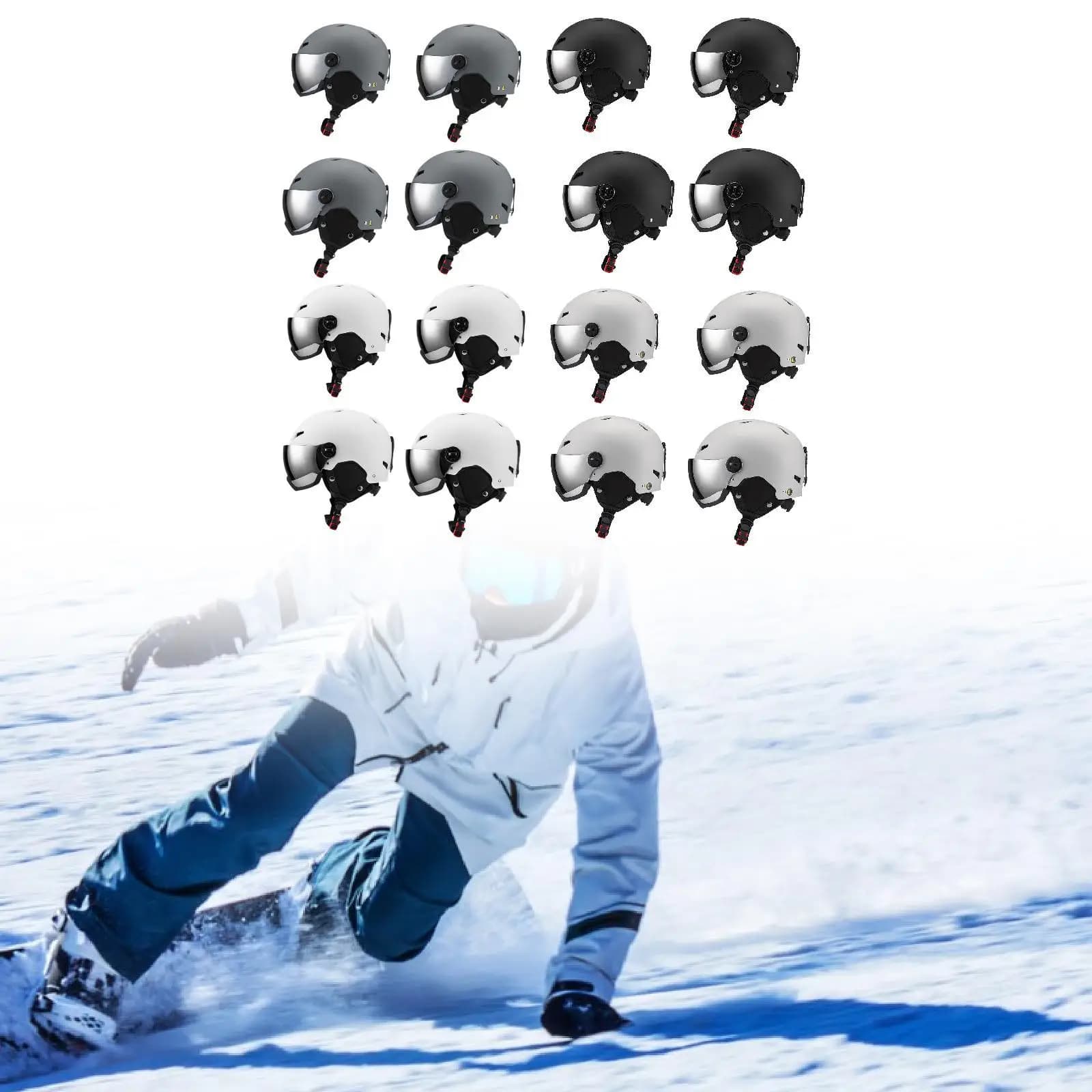 Casco da Snowboard con Occhiali da Sci e Copriorecchie, Resistente agli Urti, per Skateboard, Sci e Sport sulla Neve