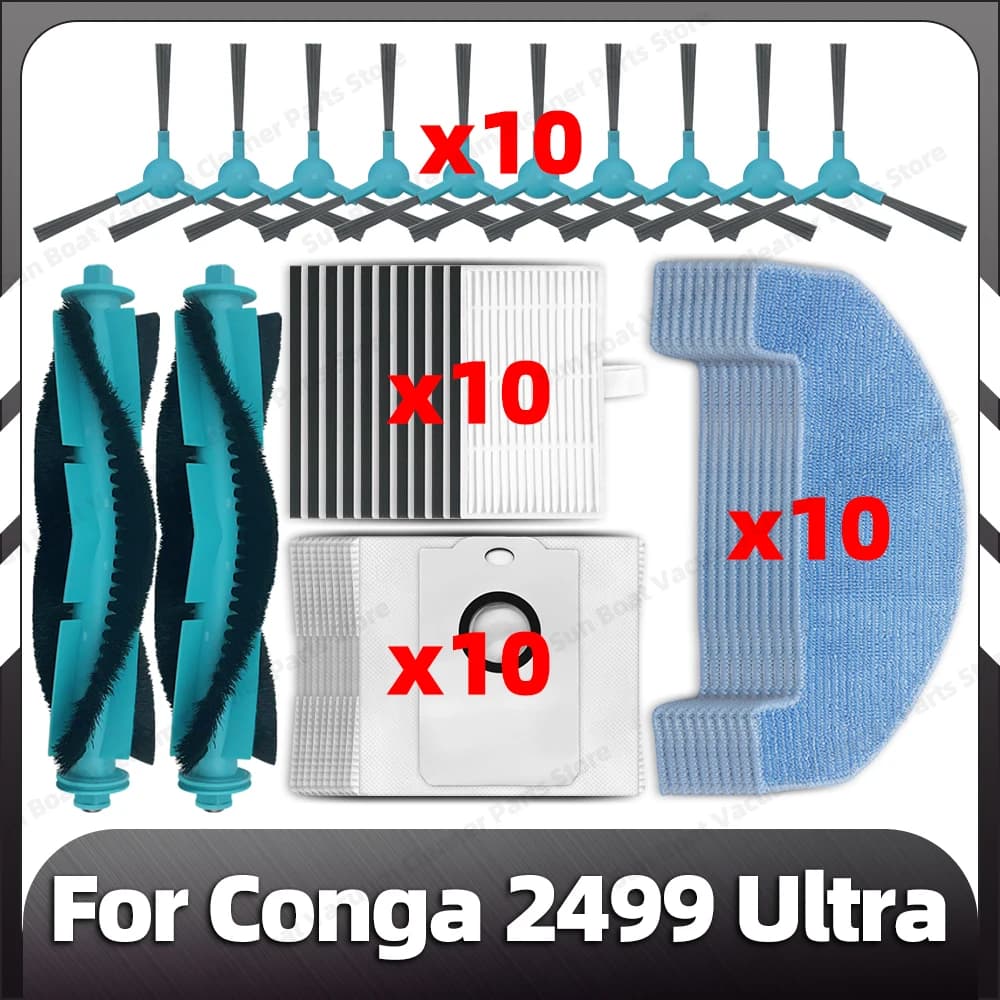 Compatibile con Conga 2499 Ultra sostituzione spazzola laterale principale filtro HEPA mop pad sacchetti per la polvere pezzi di ricambio accessori