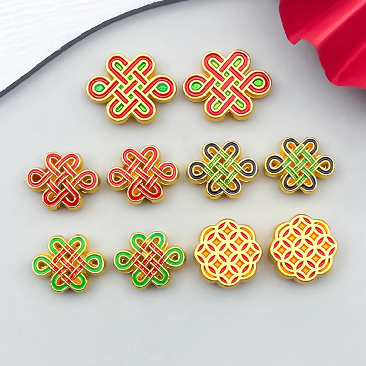 10pcs Oil Drop Vintage Alloy Chinese Knot Spacer Beads Set for DIY Bracelet Necklace Earring Fine Jewelry Making Accessories