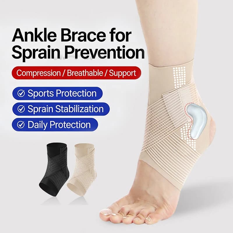 Supporto per Caviglia in Silicone Antiscivolo, Nuovo Modello Ultra-Sottile Traspirante Estivo, Fascia Compressiva per Caviglie Deboli e Recupero da Distorsioni