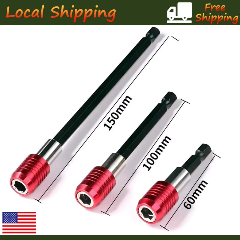 6-Pcs 1/4 Hex Shank Quick-Release Magnetic Drill Bits Drill Bit Tool Set Three Sizes Red Screwdriver Bit Extension Bar Holder