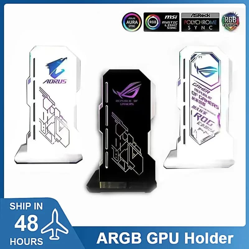 MOD GPU Support LED Lighting 5V 3PIN ARGB Vertical Video Card Bracket MOD VGA Holder AURA SYNC