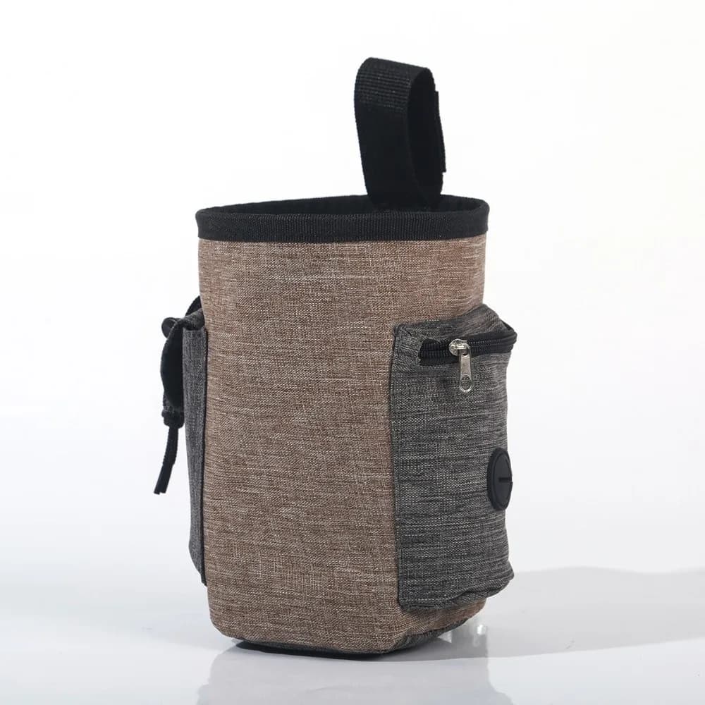 Marsupio da addestramento per animali domestici a mani libere, tracolla regolabile, porta caca impermeabile, contenitore multitasche per snack per animali domestici per l'addestramento del cane