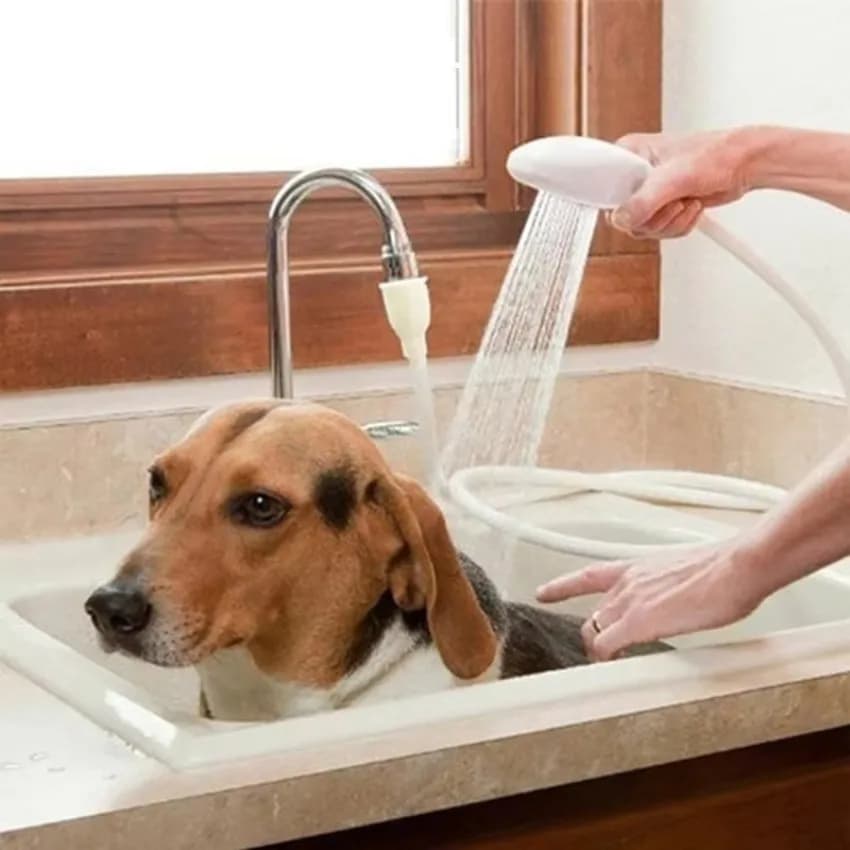 1Pcs 1.2 M Dog Pet Bath Shower Head Pet Bath Hose Sink Spray Drain Filter Hair Washing Hair Clipper Shampoo Pet Kitchen Supplies