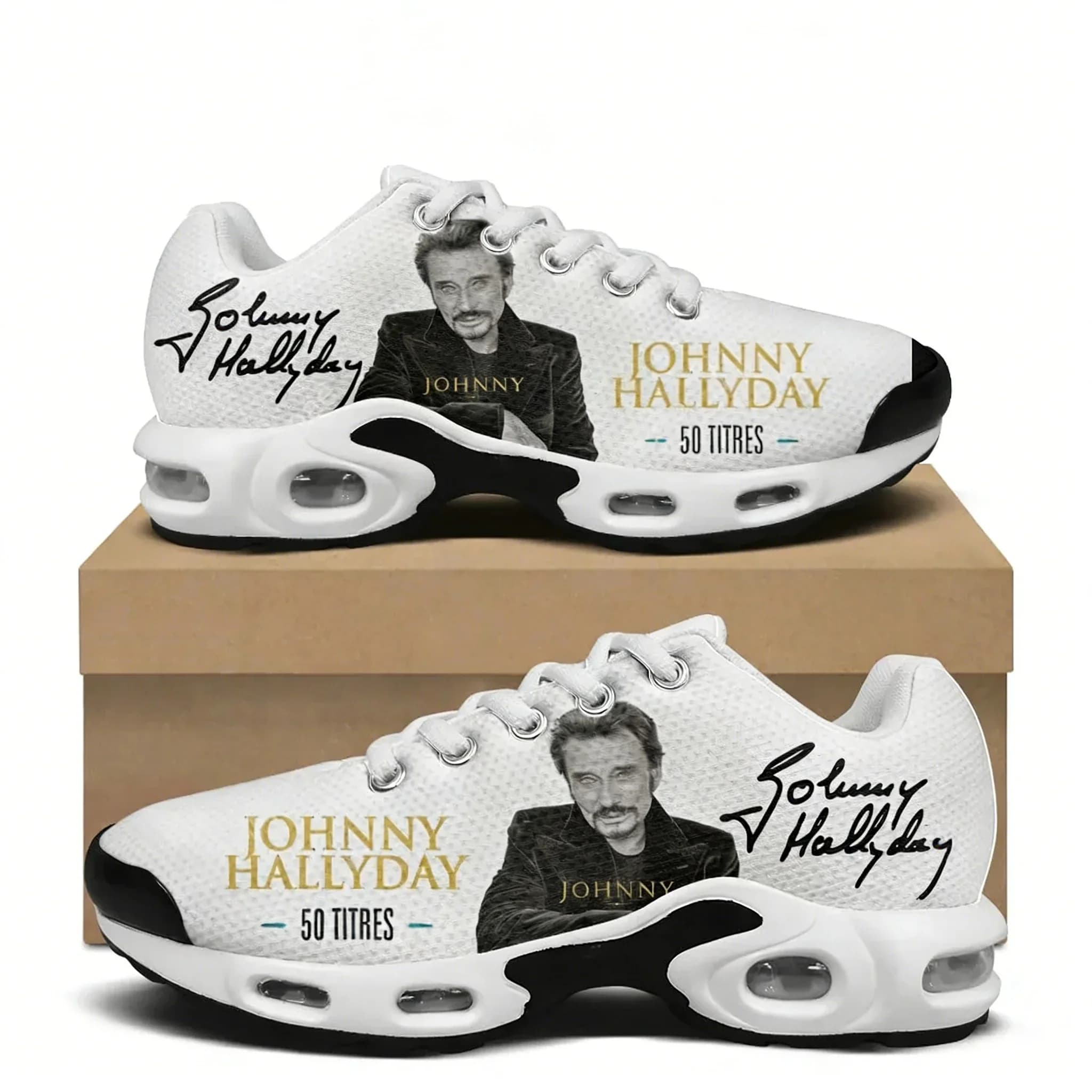 Johnny Hallyday Pop Rock Singer Air Cushion Sneakers Mens Womens Hiking Running Shoes Mountain Climbing Shoes Custom Shoes