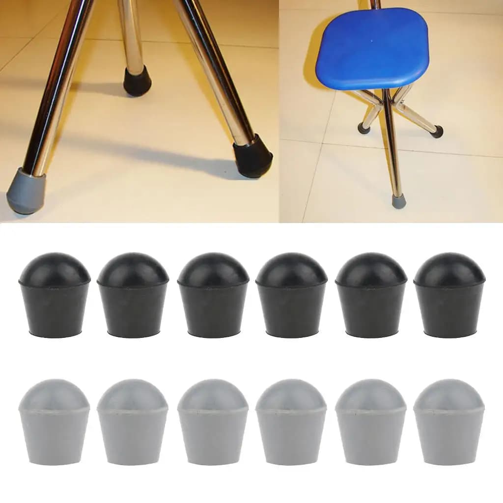 12 universal tips for non-slip rubber legs for 3/4 inch black grey trek sticks