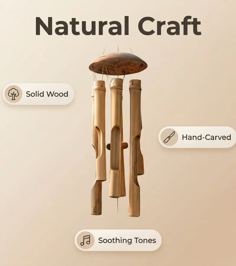 1 Piece Handmade Bamboo Wind Chime, Ideal Choice for Summer Birthdays/Hotels/Homes/Bedrooms/Weddings/Outdoor Decorations and Gif