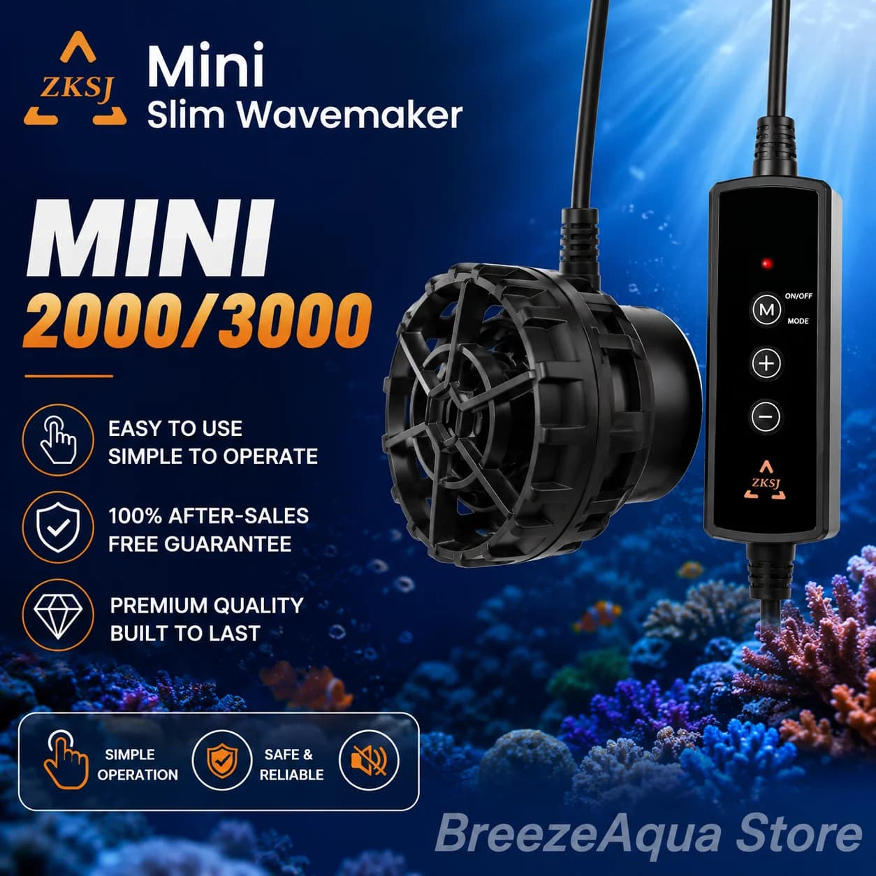 ZKSJ Mini Slim Touch ControlAcqua dolce salata 5/9W DC Acquario Wavemaker Pompa di circolazione per piccolo acquario Nano Coral Reef
