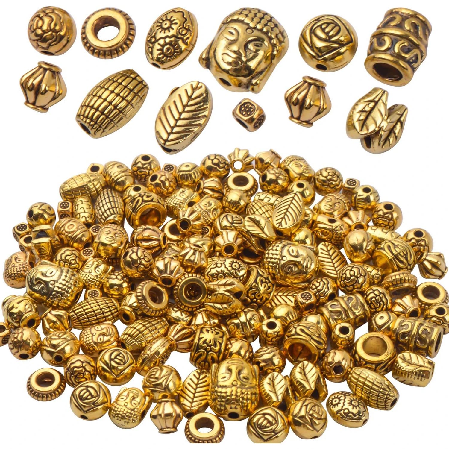 100g (circa 130-180 pz) Perline piccole color oro antico, distanziatori per creazione gioielli, bracciali e collane