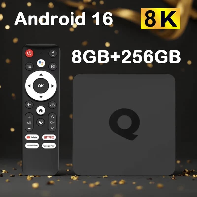 Box TV Android Q1 Android 16 H313 5G Dual Wifi BT5.4 32G 64G 128G 256G Video 8K HDR10+ Assistente Vocale Google Set-Top Box Multimediale