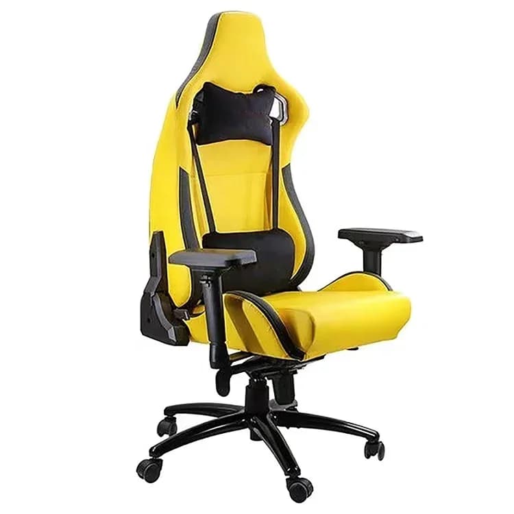 # Seggiolini per auto da corsa in PVC giallo e nero Sedia da gioco Sedia ergonomica per computer da gioco in schiuma con meccanismo di inclinazione della rana