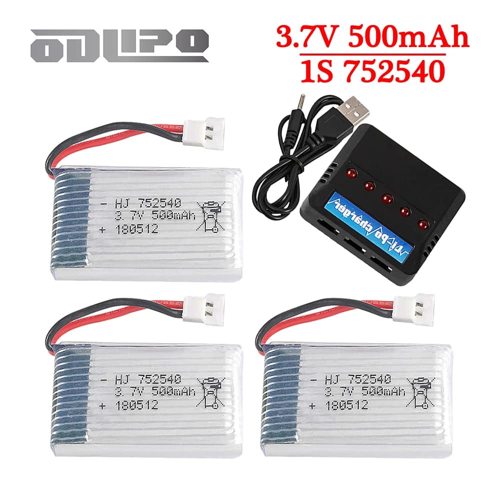 Batteria H31 3,7 V 500 mAh 752540 Batteria e caricabatterie Lipo per H107 H31 KY101 E33C E33 RC Drone Elicottero Pezzi di ricambio Batteria da 3,7 V