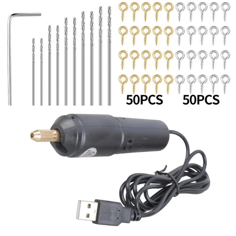 Electric Hand Drill Tools Set Electrical Pin Vise with 10 Pcs Drill Bits for Resin Polymer Clay Jewelry Making