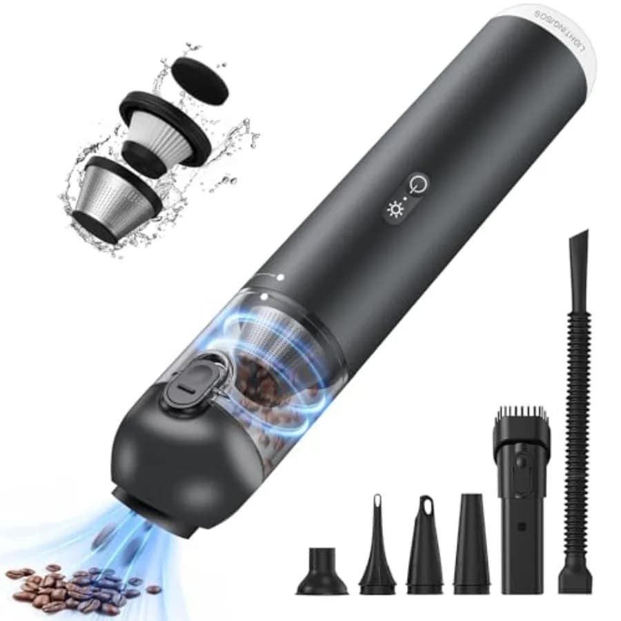 Aspirapolvere Portatile Senza Fili per Auto - 15000PA con Luce LED e Filtro HEPA, Funzione Soffiante e Aspirante 2 in 1, Compatto