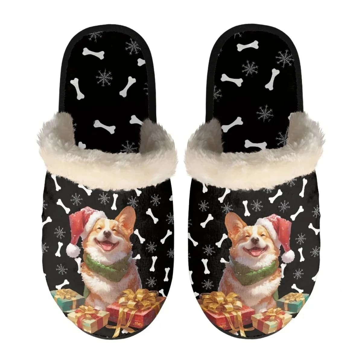 Christmas Gift Puppy Elk Slippers Mens Womens Home Cotton Plush Bedroom Casual Keep Warm Customized Thermal Lightweight Slipper