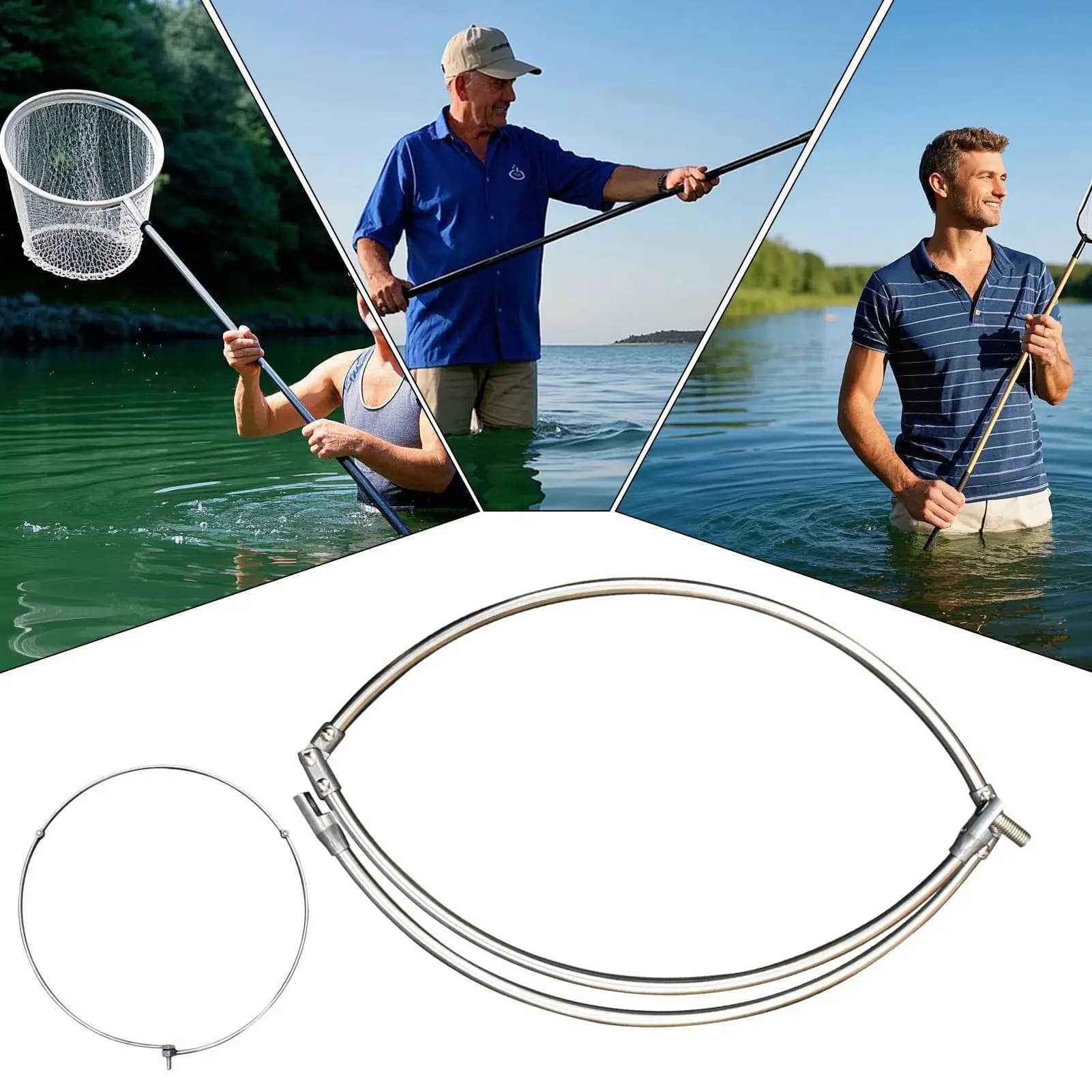 Stainless Steel Fishing Net Brail Net Foldable stainless steel mesh ring foldable portable net circle copy net frame