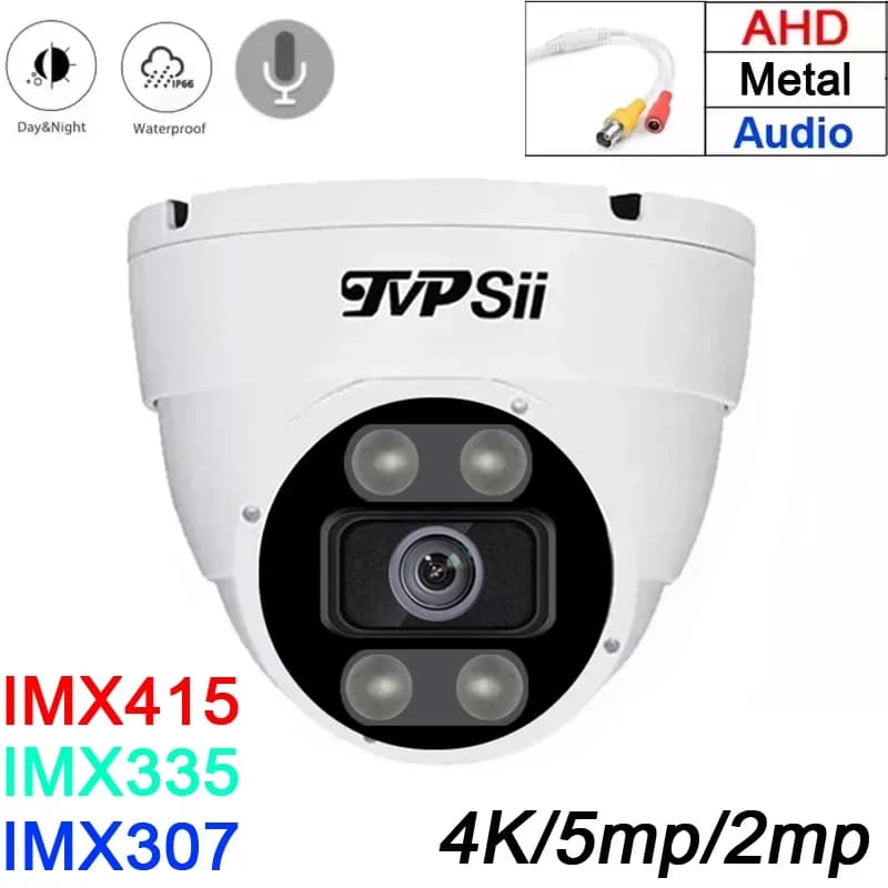 Array LED a infrarossi 4K 8MP IMX415 Impermeabile Metallo bianco Audio CMOS Dome Emisfero Sorveglianza Sicurezza Telecamera CCTV AHD