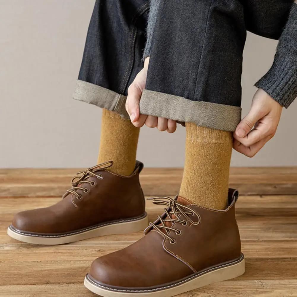 Calzini caldi e accoglienti Calzini ispessiti in misto lana da uomo Calzini elasticizzati caldi per stivali invernali Polsino elastico Lavoro escursionistico casual per l'uso quotidiano