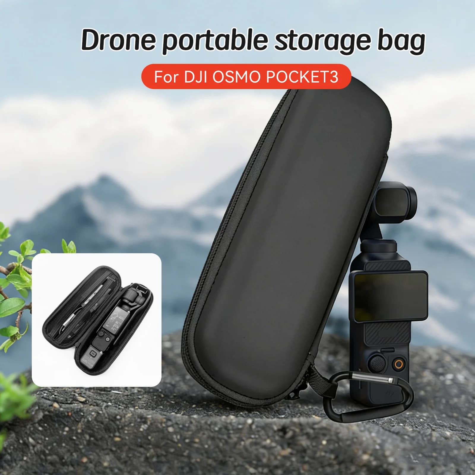 Borsa portaoggetti portatile per DJI Osmo Pocket 3, borsa da trasporto impermeabile in pelle PU, accessori per action camera