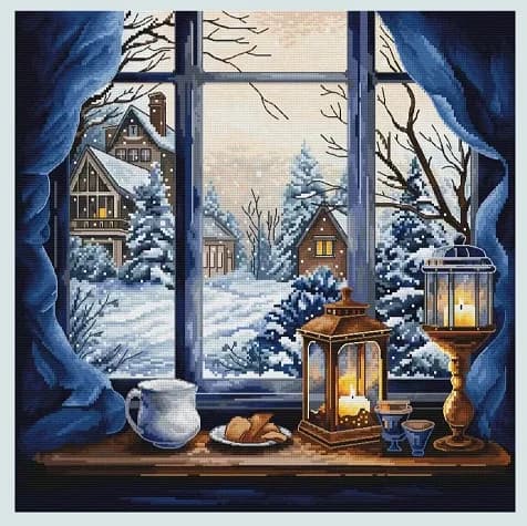 Finestra di paesaggio invernale Kit da cucito 18CT 16CT 14CT Kit punto croce non stampato Ricamo artistico fatto a mano fai da te Decorazioni per la casa