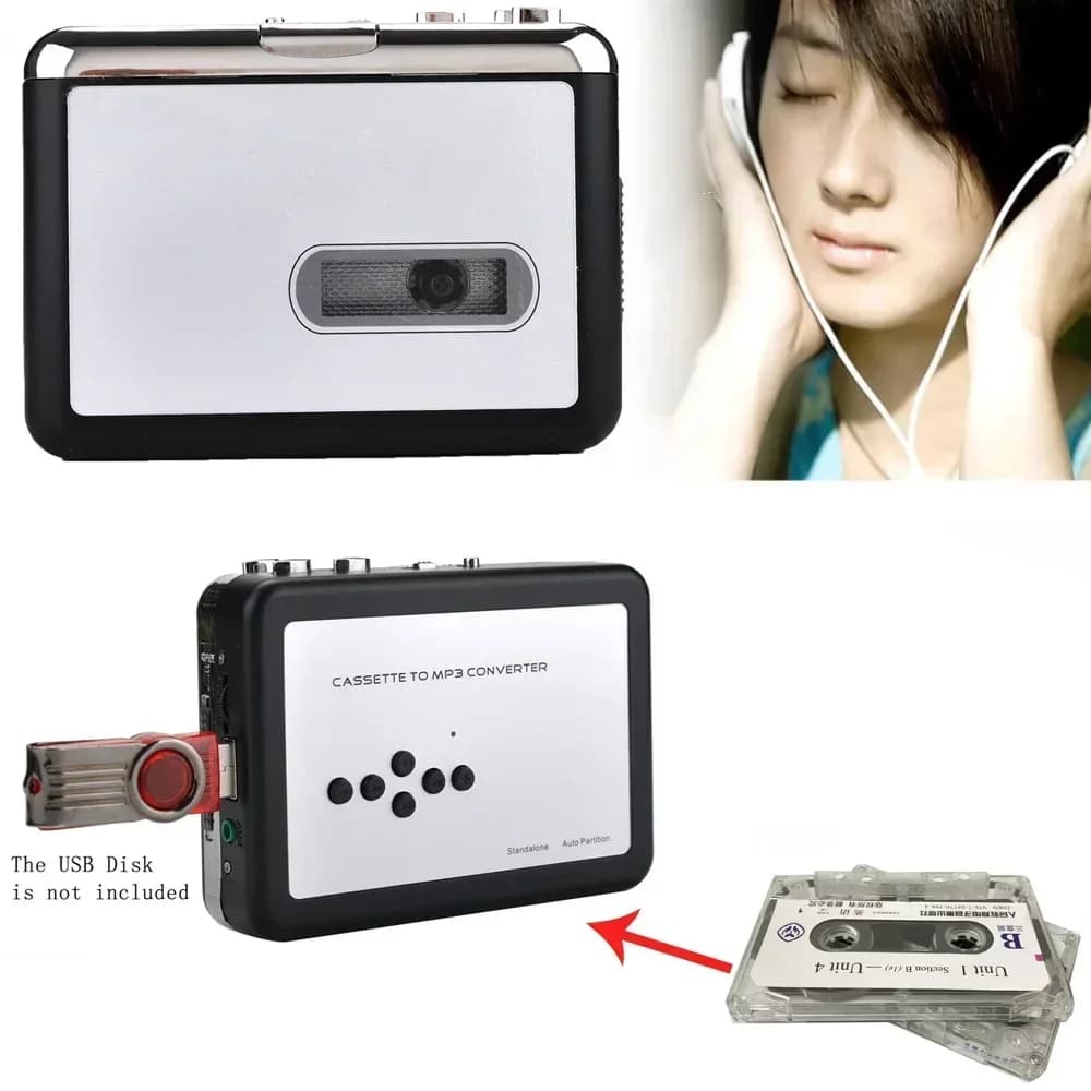 Nuovo lettore di cassette Walkman USB Lettore di cassette Musica Canzone Convertitore audio a MP3 Risparmia file MP3 a USB Flash U Drive
