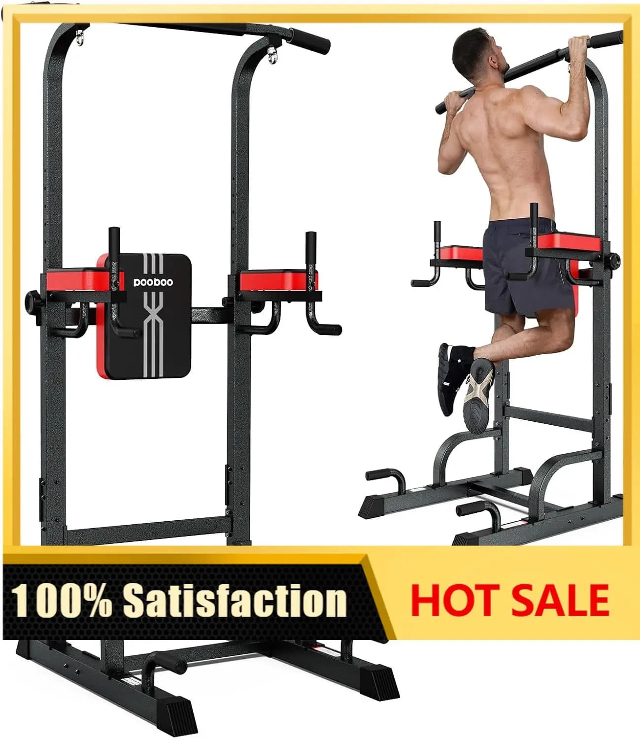 Power Tower Dip Station Pull Up Bar for Fitness Home Gym Workout,Multi-Function Adjustable Height Fitness Strength Training Exer