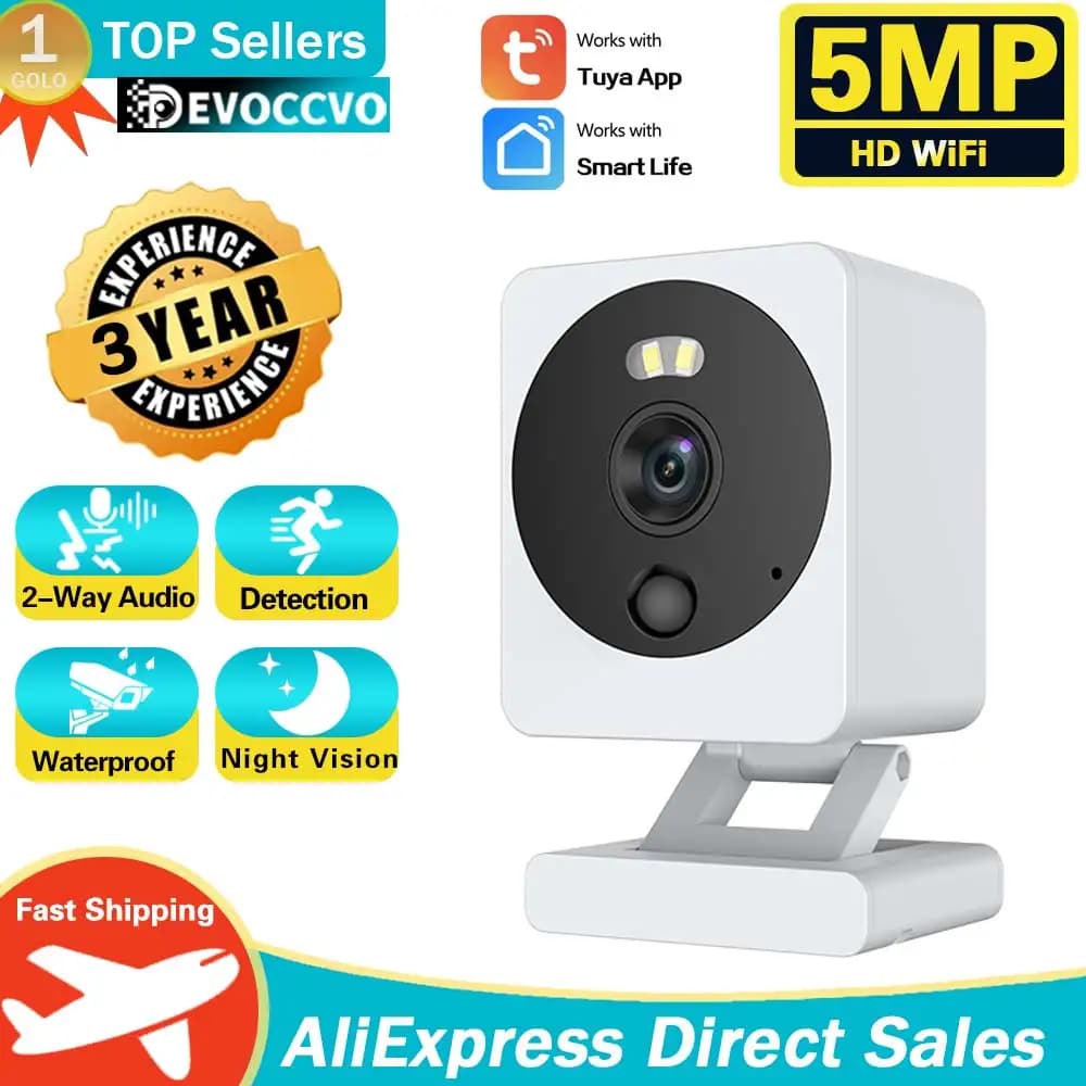 5MP Wifi Smart Home Baby Monitor Audio a 2 vie Mini telecamera IP di sicurezza interna telecamera di sorveglianza CCTV impermeabile APP Tuya