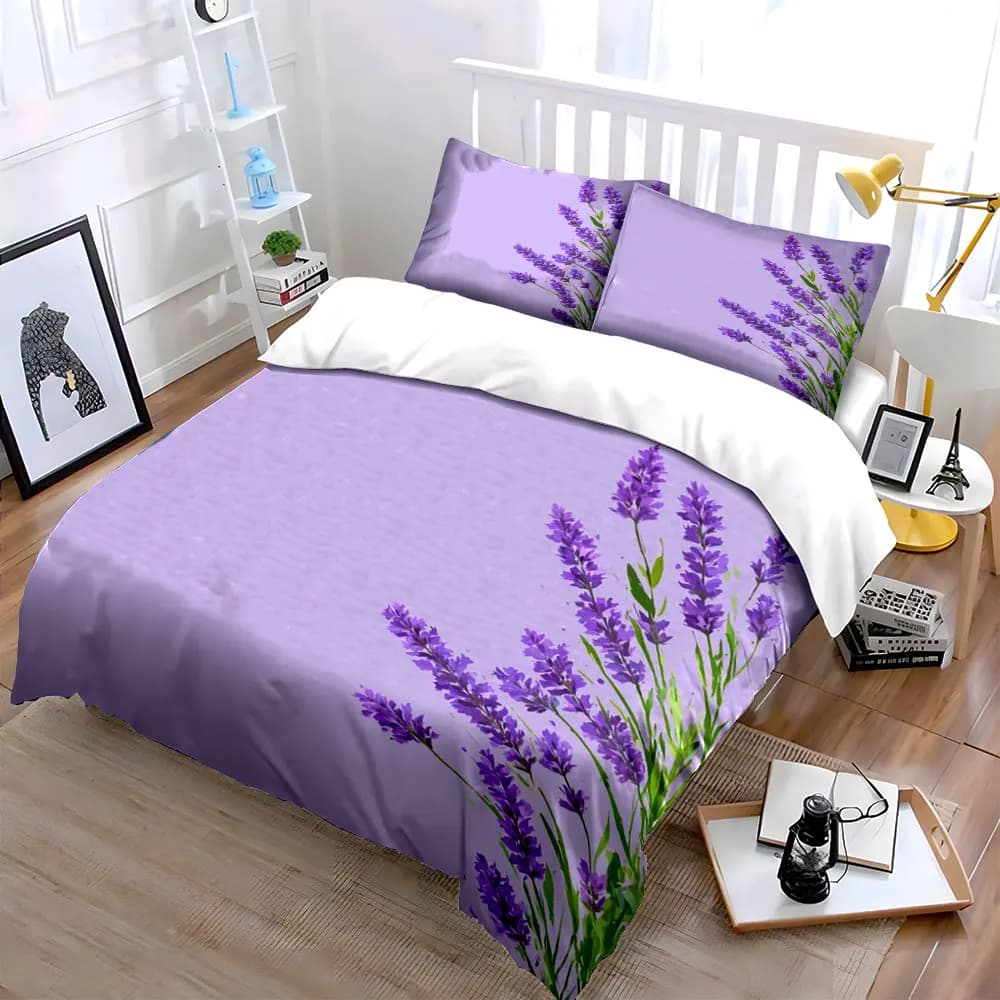 Set decorativo alla lavanda per la casa, set di biancheria da letto morbido e delicato sulla pelle, include 1 copripiumino e 2 federe, idea regalo