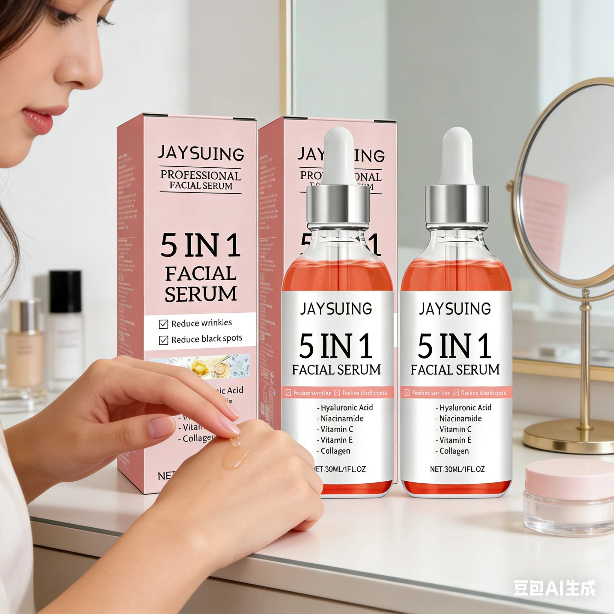 1/2 Pieces Siero Viso Radiant Anti-Wheel Hydrating Eluminant with Vitamin C and Hyaluronic Acid to Reduce Pores and Skin Care