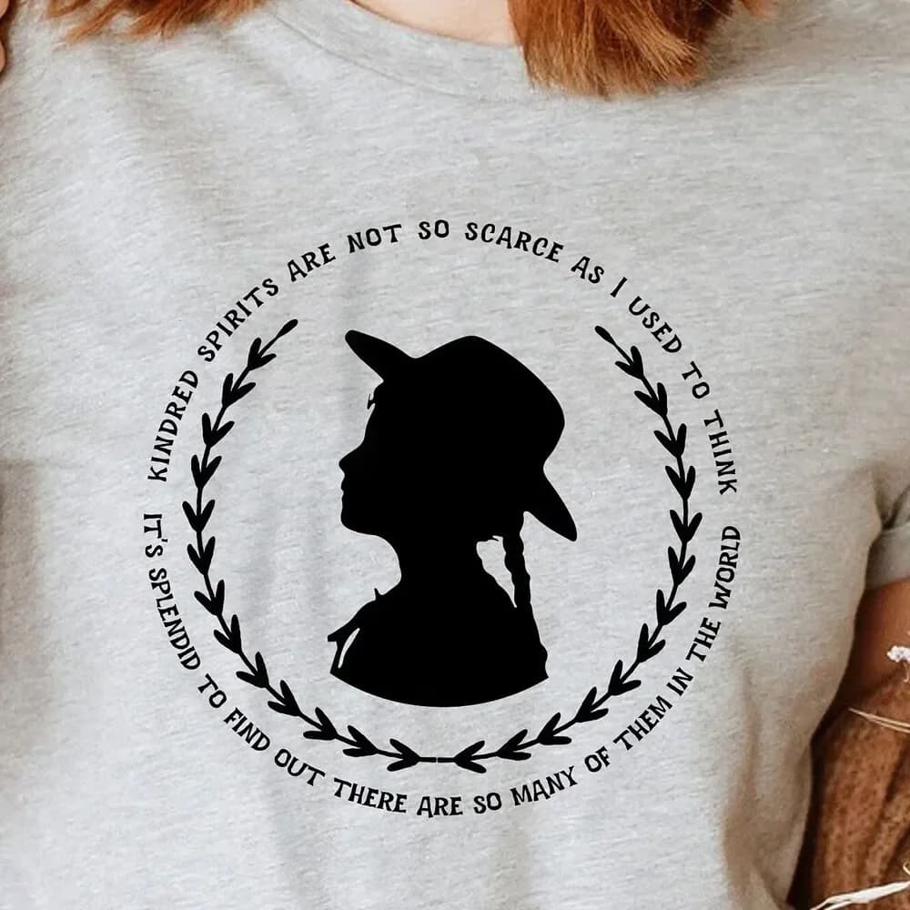 Maglietta con citazione di Anne Shirley di Gables verdi che legge Gilbert Blythe Kindred Spirits Book Lover