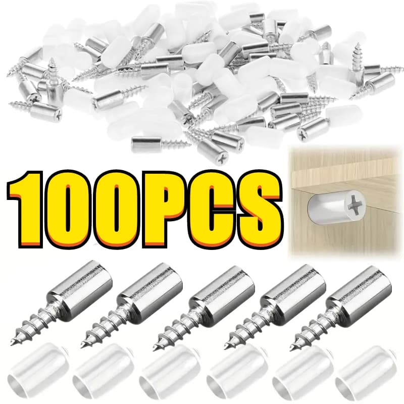 Nuovo 100-10PCS Vite autofilettante Strato Supporto per piastra Guardaroba Staffe per setto Vite fissa Pioli di supporto per mensola con manicotto antiscivolo