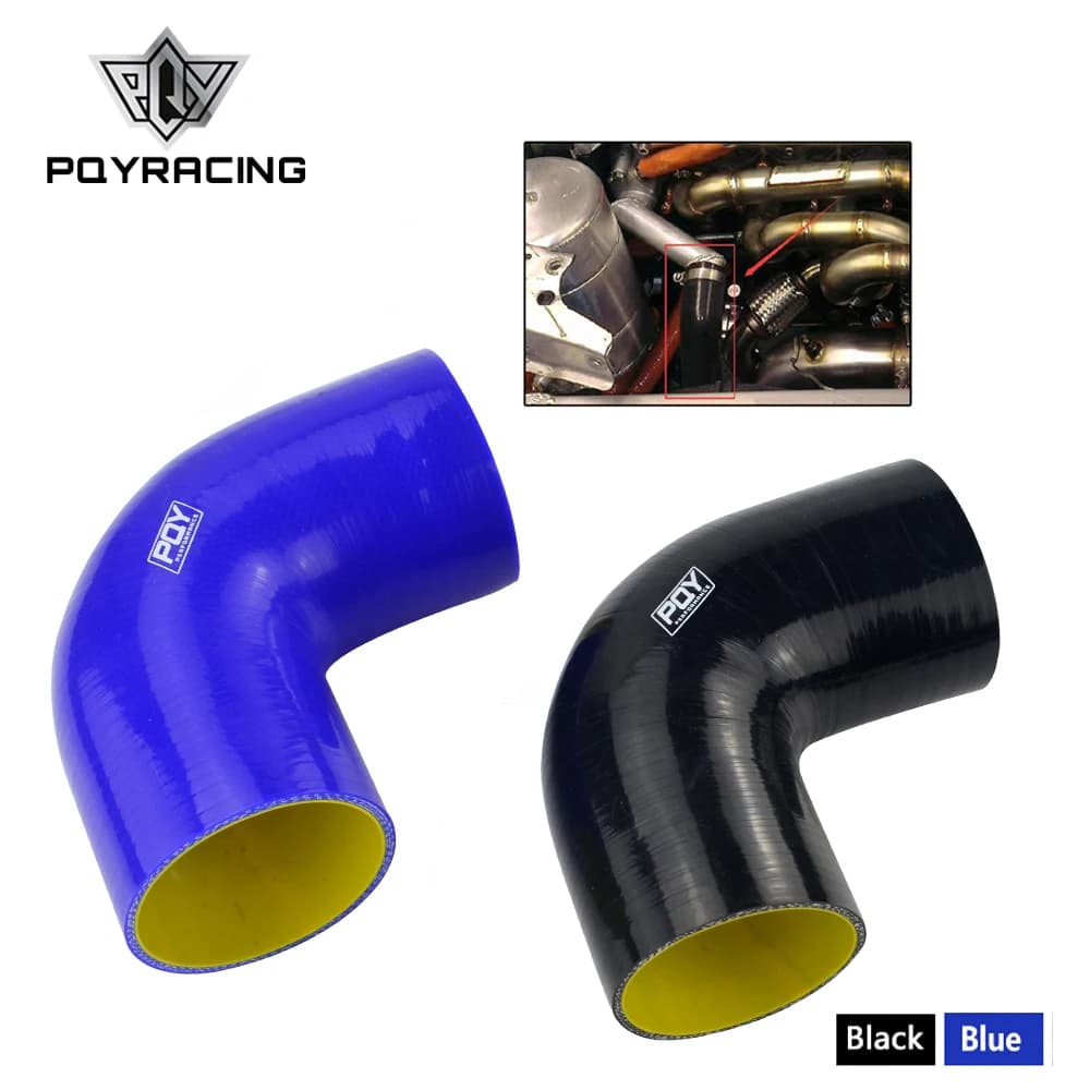 PQY - 3 "76 millimetri 90 Gradi Gomito Tubo Flessibile Del Silicone Tubo di Aspirazione Turbo Blue & yellow / Black & giallo PQY-SH9030-QY