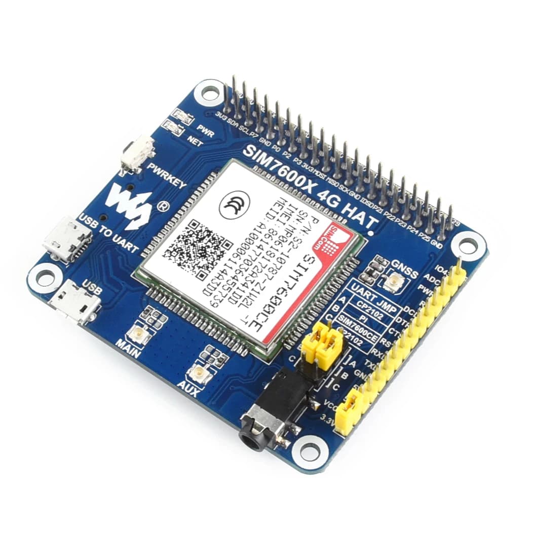 Waveshare 4G / 3G / 2G / GSM / GPRS / GNSS HAT per Raspberry Pi, LTE CAT4, per la Cina