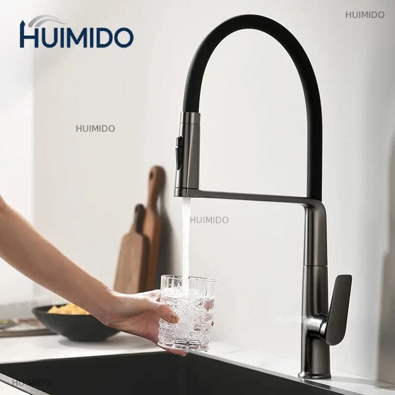 Kitchen Faucet Sink Faucets Rubber Pull Down Stream Sprayer Taps Rotatable Kitchen Mixer Water Tap Hot Cold Crane Rose Gold
