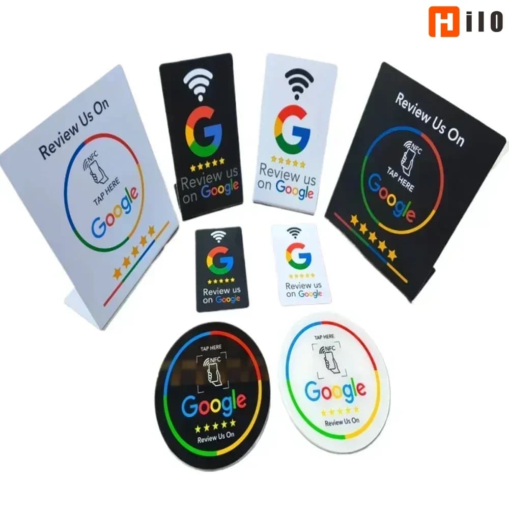 Scheda di revisione Google programmabile da 13,56 Mhz Tavolo stazione NFC Adesivi acrilici Supporto NFC impermeabile Scheda di revisione Google