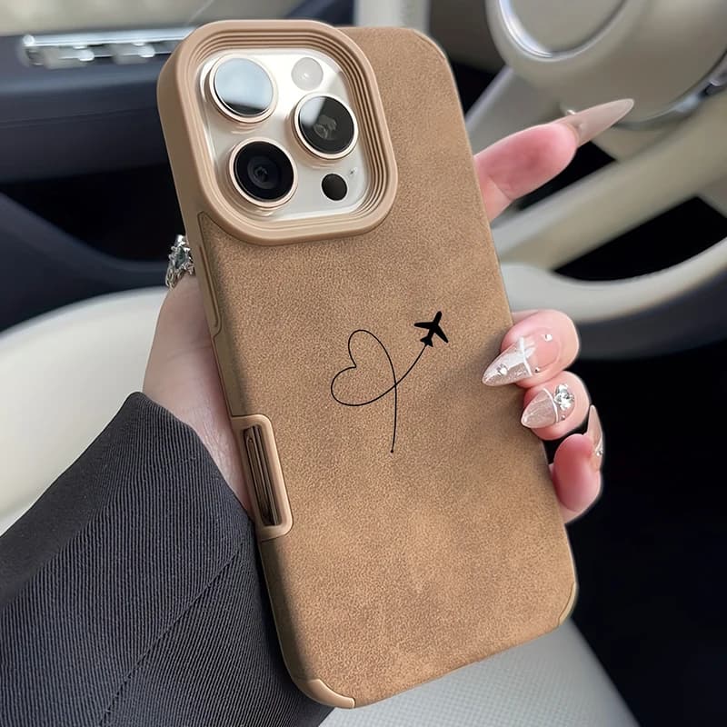 Faux leather phone case with love heart design for iPhone 17 16 15 14 13 12 11 Pro Max XS X XR 16 15 Plus 17 Air Cover