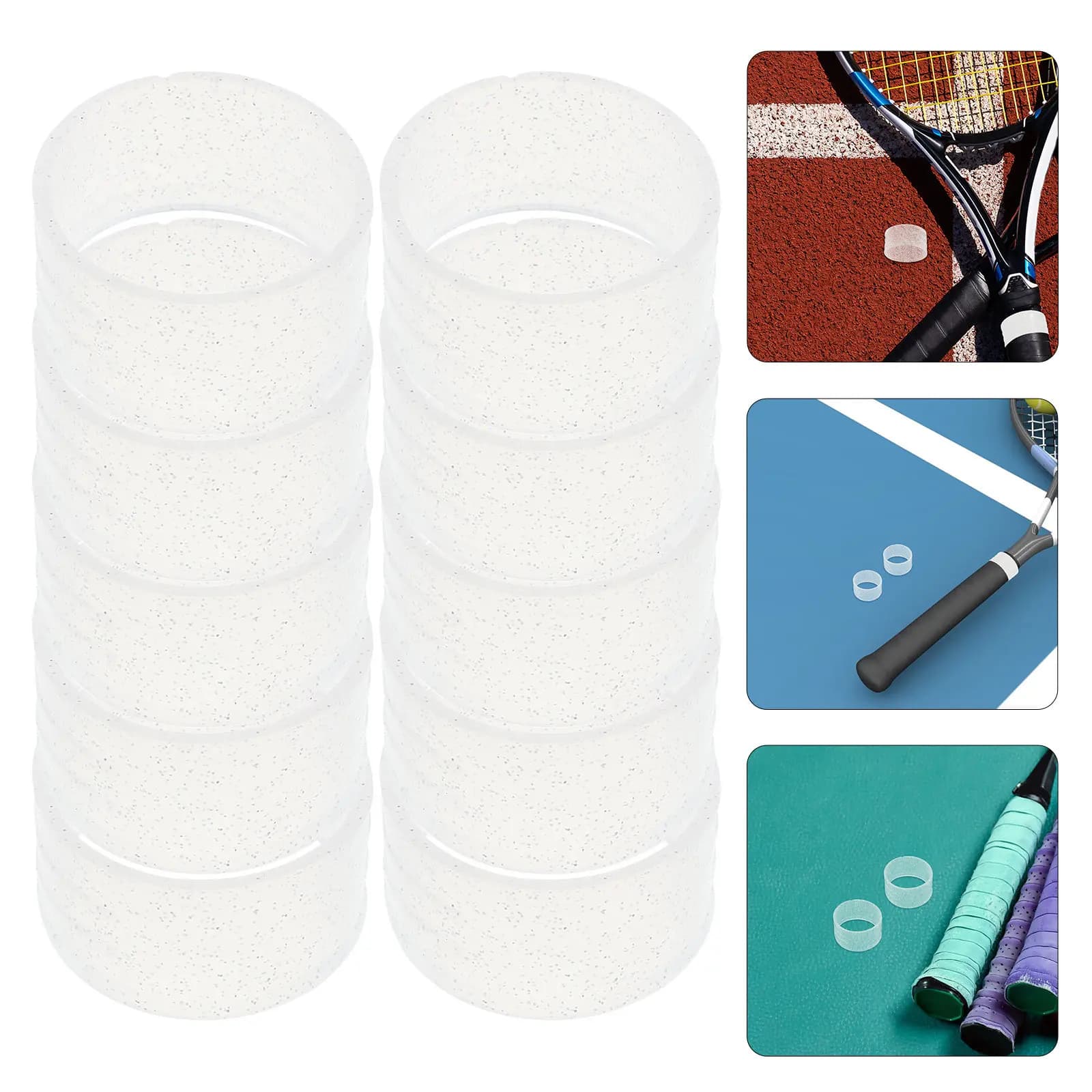 10 Pezzi Anelli Antivibrazione in Silicone per Racchette da Tennis, Aspetto Elegante e Scintillante, Assorbenti di Sudore, Adattamento Sicuro all'Overgrip, per Tennis Indoor e Outdoor