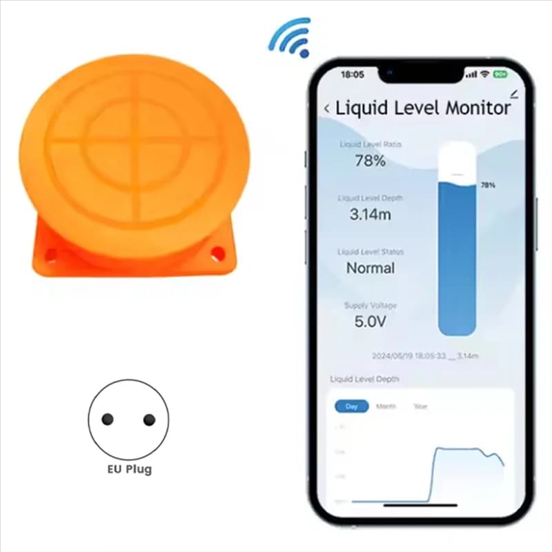 B63B-ME201W Sensore di livello dell'acqua ad ultrasuoni con monitor solare intelligente del livello dell'acqua con spina europea APP per smartphone