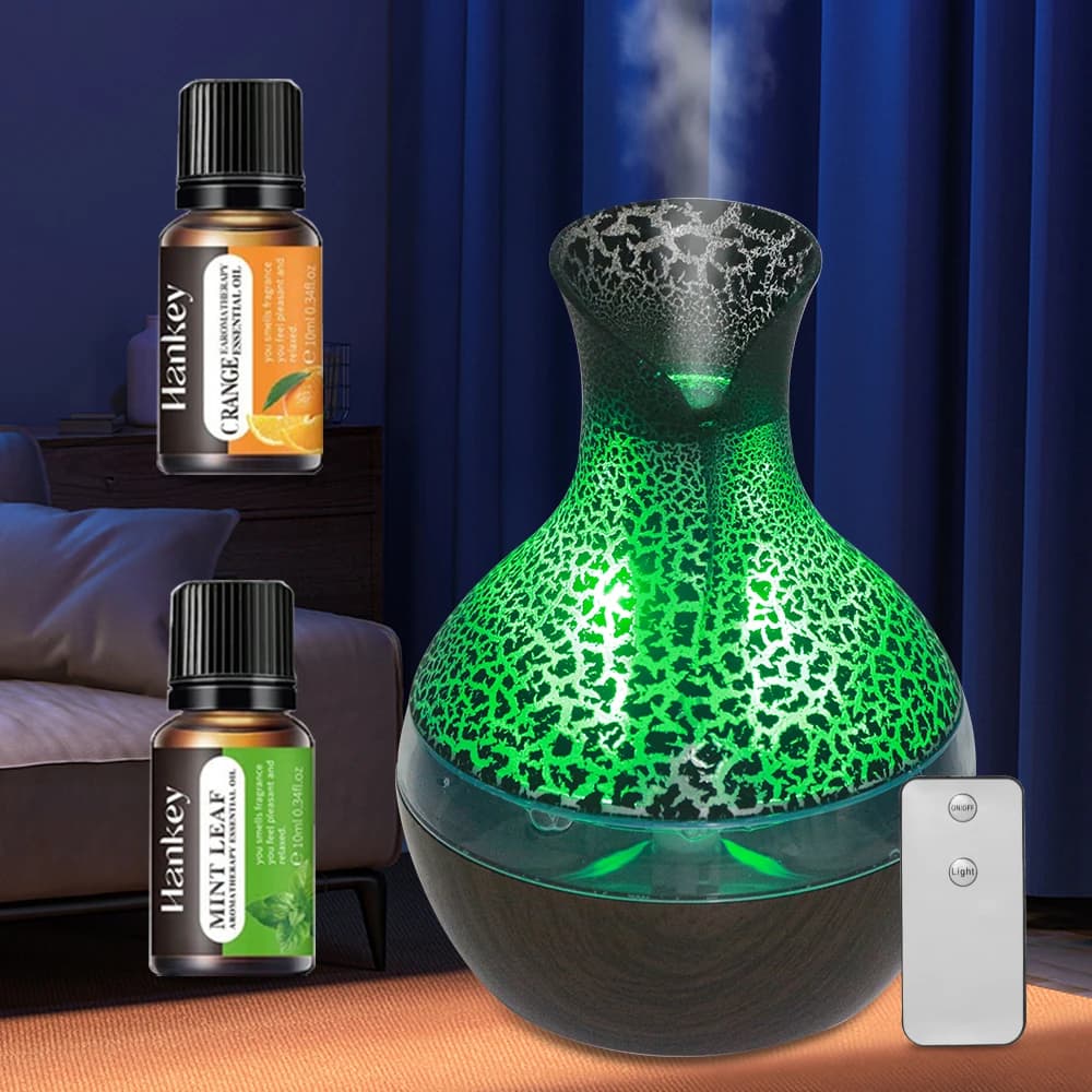 Umidificatore ultra silenzioso USB da 300 ml Diffusore di oli essenziali con luci LED a 7 colori con telecomando e 2 oli per casa e ufficio