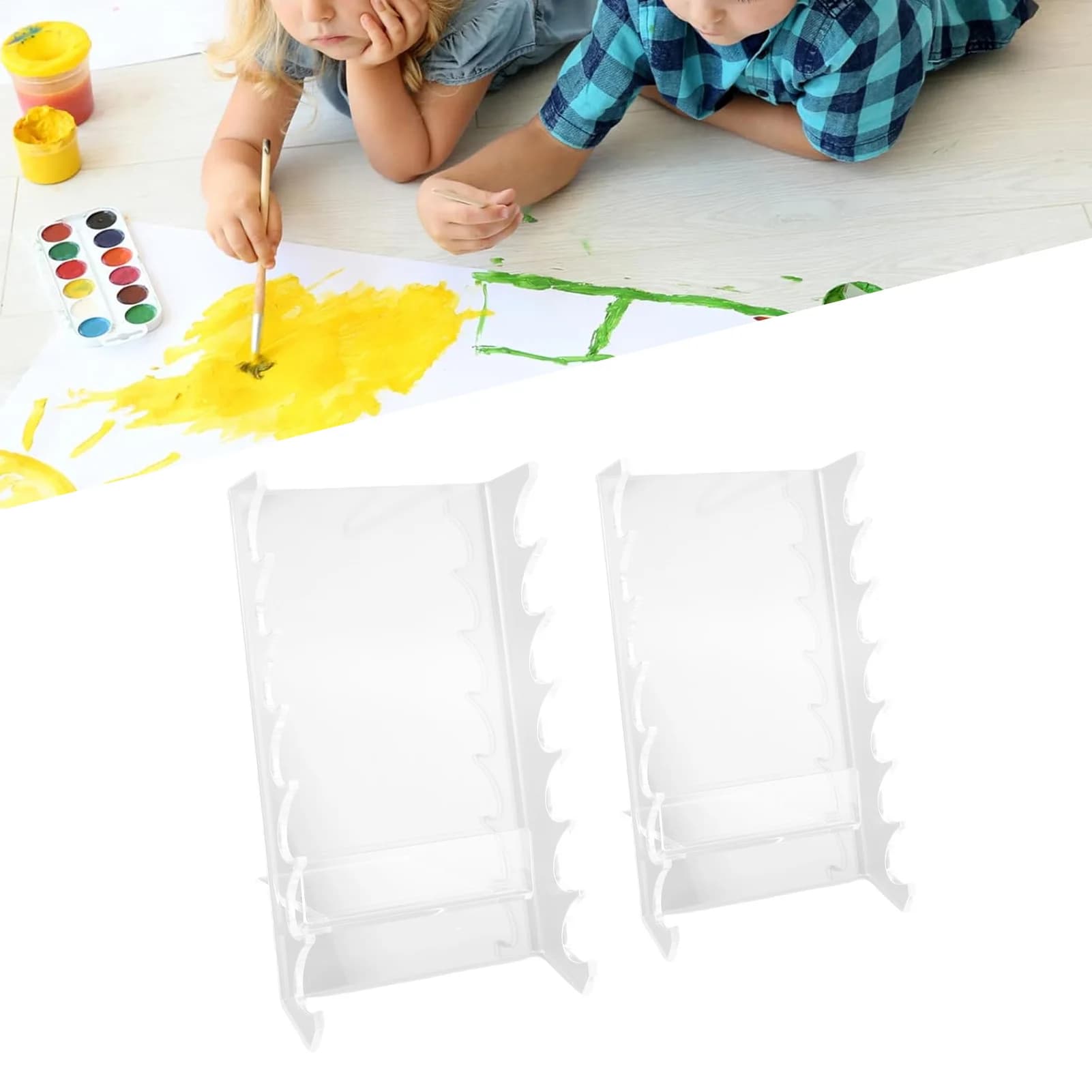 Makeup Brush Desk Holder Drying Makeup Brush Rack Organizer Horizontal Slot Stable Multifunctional Acrylic for Paint Brushes